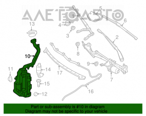 Rezervorul de spălare a parbrizului Infiniti QX30 17- fără capac