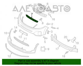 Верхняя решетка переднего бампера Kia Sorento 14-15 рест