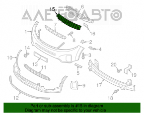 Absorbantul de bara fata Kia Sorento 14-15 rest SUA, crăpat.