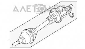 Привод полуось передняя левая Ford C-max MK2 13-18 ржавая
