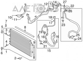 Radiatorul condensatorului de aer condiționat Ford Edge 15-18 2.0T cu răcire pentru cutia de viteze.