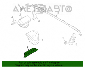 Airbag-ul genunchiului pentru șoferul din partea stângă a mașinii Ford Edge 15- negru, detonat.