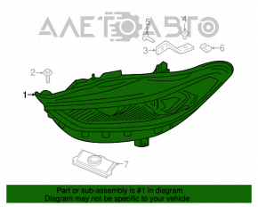 Far stânga față completă Ford Fusion mk5 17-20 cu halogen, cu DRL