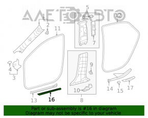 Capacul pragului din față dreapta exterior Toyota Camry v70 18- negru, zgârieturi