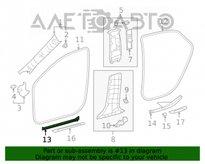 Capac prag interior dreapta fata Toyota Camry v70 18- negru, suport rupt, zgarieturi