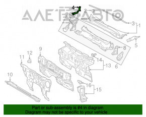 Garnitura de etanșare a grilei ștergătoarelor dreapta Toyota Camry v70 18 - suportul este rupt.