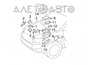 Blocul de siguranțe sub capotă pentru Toyota Highlander 08-13 hibrid, carcasa este ruptă, suporturile sunt rupte.