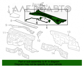 Grila stergatoarelor din plastic pentru Chevrolet Camaro 16 - suportul este rupt.