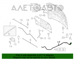 Трос открывания замка капота Ford Mustang mk6 15-17