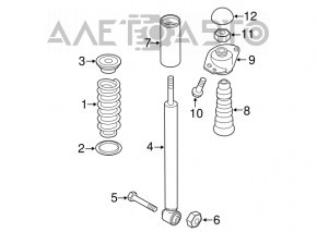 Amortizor spate stânga VW Jetta 11-14 SUA sub traversă