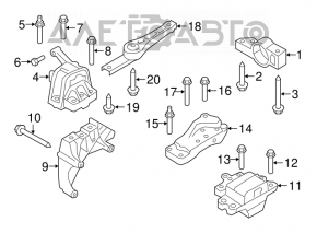 Pernele motorului spate VW Tiguan 09-17, cutie de viteze automata, nou, original OEM