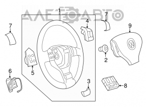 Butoanele de control sunt situate pe partea stângă a volanului la VW Tiguan 12-17.