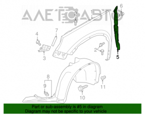 Garnitură de etanșare a aripii ușii - aripa stângă VW Tiguan 09-17