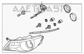 Фара передняя левая VW Tiguan 09-11 голая, дорест, галоген, под полировку