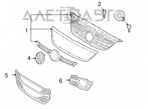 Grila bara stângă VW Tiguan 09-11 pre-restilizare fără PDC nou OEM original