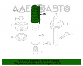 Arcul de suspensie frontal stânga VW CC 08-17, rigiditate 2, galben, albastru, portocaliu.