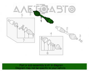 Ax cu semiax frontal dreapta VW Tiguan 09-17 FWD, cutie de viteze automata, non-original.