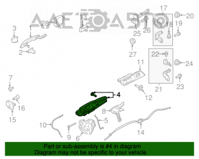 Mecanismul manetei ușii din fața dreapta a Ford Mustang mk6 15-