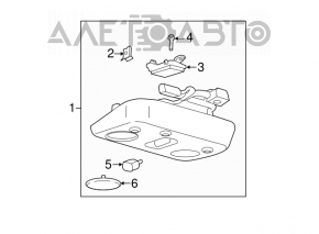 Plafonul de iluminare frontal pentru Ford Mustang mk6 15- coupe negru cu zgârieturi pe sticlă.