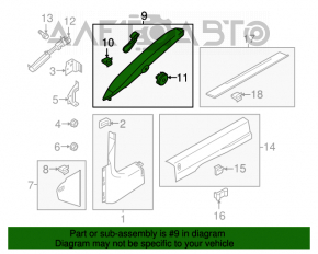 Capacul suportului frontal dreapta superioara Ford Mustang mk6 15- coupe negru sub difuzor