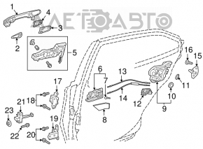 Buclele ușii din spate dreapta jos Toyota Camry v70 18- OEM original nou