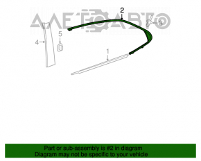 Moldura ușii spate stânga superioară Toyota Camry v70 18- crom, lipită, în clei