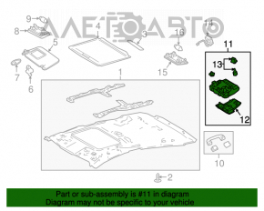 Plafonul de iluminare frontal pentru Toyota Prius 50 16- sub geamul de tavan