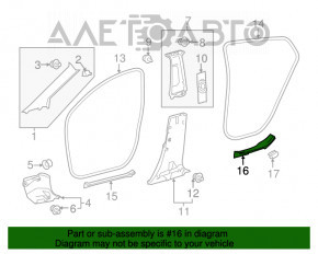 Capacul pragului din spate stânga pentru Toyota Prius 50 16- negru, ușor șters.