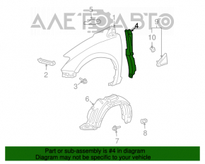 Garnitură aripă ușă - aripă stânga Toyota Sienna 04-10