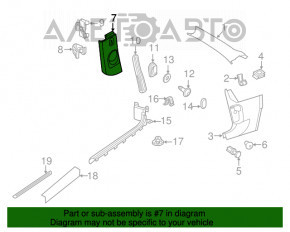 Capacul stâlpului central, curea superioară stânga VW Beetle 12-19 negru.