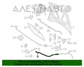 Cablu de deblocare capota VW Beetle 12-19 partea din fata nou original OEM