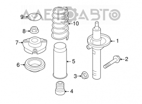 Arcul de suspensie frontal stânga VW CC 08-17, rigiditate 2, galben, albastru, portocaliu.