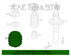 Arcul de suspensie din față dreapta pentru VW Beetle 12-19, rigiditate 2, verde, portocaliu, albastru.