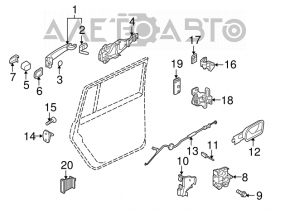 Manerul exterior al ușii din spate stânga pentru VW Jetta 11-18 USA.