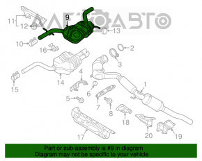 Tubul de evacuare complet pentru VW Jetta 11-18 USA 2.0, cu rezonator și tanc, ruginit, perforat.