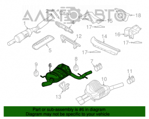 Выпускная трасса средняя часть VW Jetta 11-18 USA 2.5