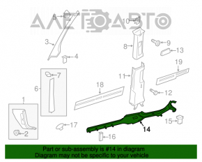 Capac prag interior dreapta VW Jetta 11-18 SUA negru, suport rupt, zgârieturi