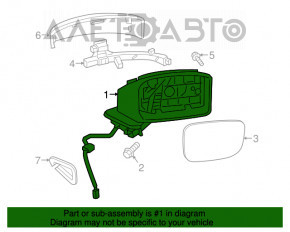 Oglindă laterală dreapta Mazda CX-9 16- 7 pini, BSM, semnalizator, alb, carcasă ruptă, fisuri.