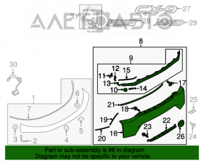 Capacul inferior al portbagajului Mazda CX-9 16- este rupt.