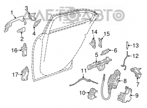 Capacul mânerului exterior al ușii din spate stânga Mercedes CLA 14-19 crom