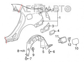 Corpul capacului rezervorului de combustibil Mercedes CLA 14-19 are clemele de fixare rupte