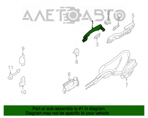 Mânerul ușii exterioare din față dreapta Nissan Rogue 14-20 structura