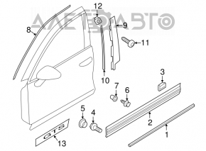 Capac usa inferioara fata dreapta Porsche Cayenne 958 11-17, material simplu, prag nou, original OEM.