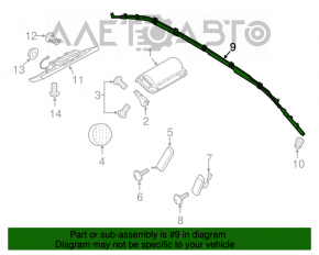 Perna de siguranță airbag, cortina laterală dreapta Porsche Cayenne 958 11-17, cartuș de piro.