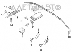 Perna de siguranță airbag, cortina laterală dreapta Porsche Cayenne 958 11-17, cartuș de piro.