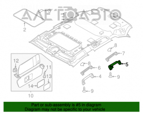 Manerul plafonului din spate dreapta pentru Porsche Cayenne 958 11-14, negru, zgâriat