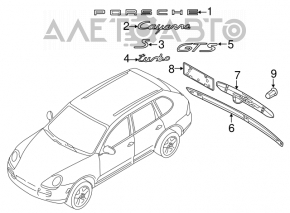 Garnitură superioară a ușii portbagajului Porsche Cayenne 958 11-14