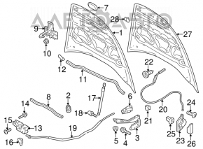 Cablu de deschidere a capotei motorului pentru Porsche Cayenne 958 11-14