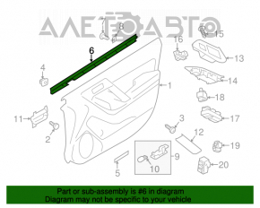 Moldură ușă-sticlă față centrală stânga Subaru Forester 14-18 SJ negru.