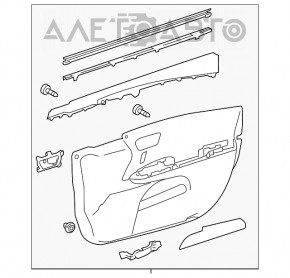 Panoul ușii, cartela frontală stânga Toyota Avalon 13-18 negru cu inserție gri.